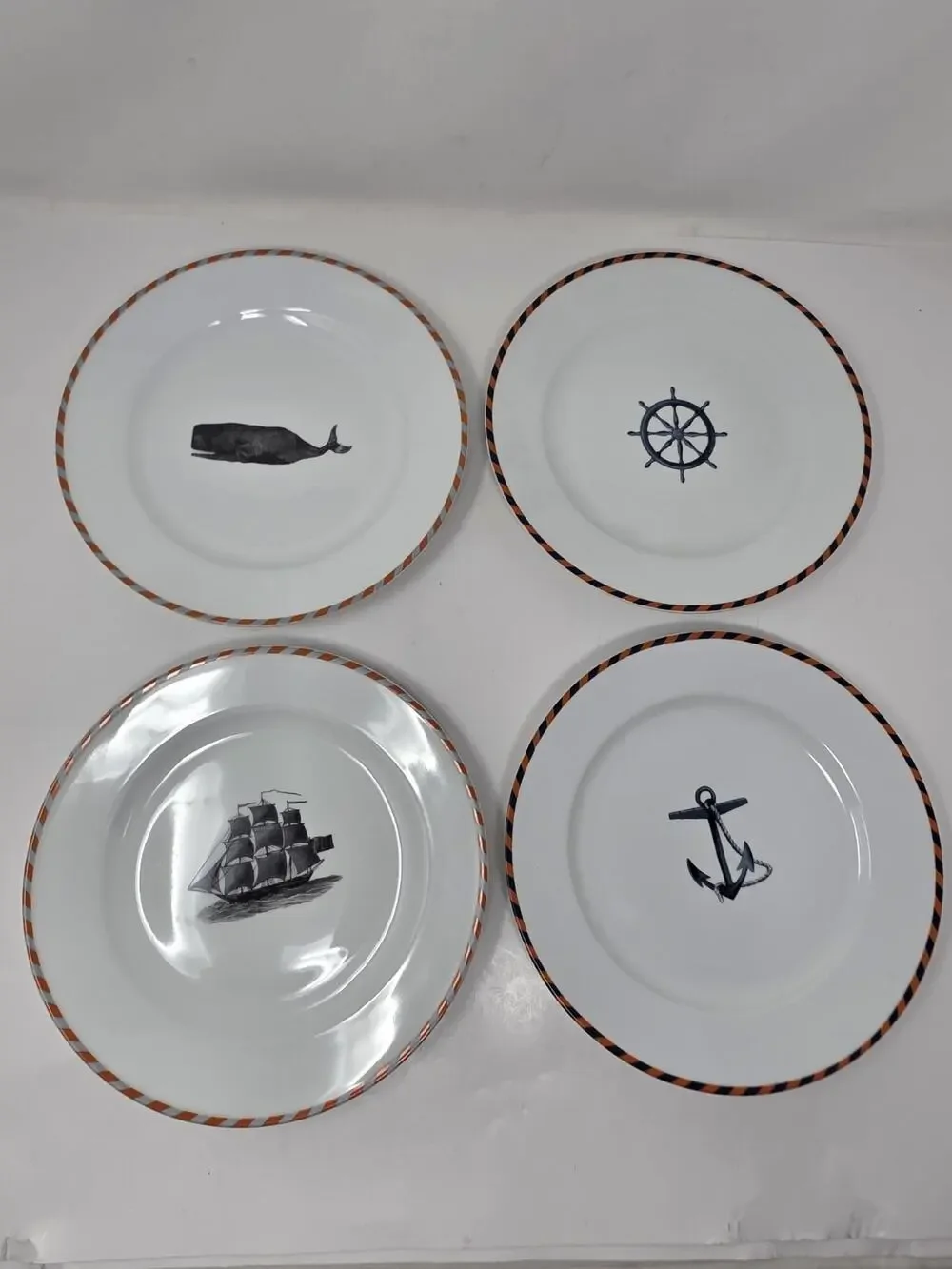 Pottery Barn Nantucket Nautical Glazed Stoneware Salad Plates 9